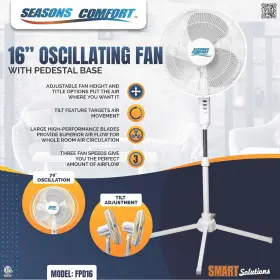 Seasons Comfort 013204000080 16 Inch Pedestal Fan Large White #2