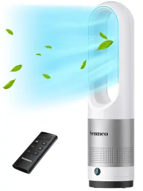 Uml-018 Senmeo Bladeless Fan For Bedroom 22 Inch Tower With Remote 8 Speeds 9 Hour Timer