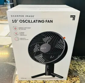Sharper Image 043765014011 9.8-in 24 -volt 3 -speed Indoor Black Oscillating Desk Fan