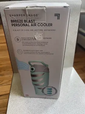 Sharper Image 740275052945 Breeze Blast Personal Air Cooler Blue Mug Batteries And Power Cord #2