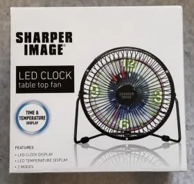 Tsi-tt1-blk Sharper Image Led Clock Table Top Fan - Powered With 5ft Usb Cable