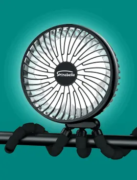 Scafo5lbk Shinebella 10000 Mah Portable Stroller Fan With 3 Mode Led Lights Battery Operated Clip