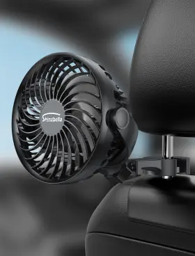 Scafp1bk Shinebella Car Clip Fan With Rechargeable Battery - 5 Inch Usb Powered 4 Speeds 360 Rotat