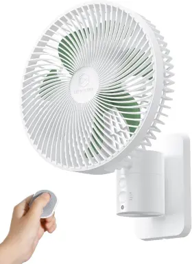 Scafw1wh1 Shinebella 8.5 Inch Wall Mount Fan With A Remote Control And Timer Small Portable
