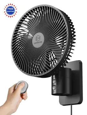 Susfw1or Shinebella Wall Mounted Oscillating Fan 8.5 Inch With Remote 4 Speed Adjustable