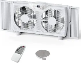 Shinic 313019117158 Twin Window Fan 9-inch Blades Reversible Airflow Thermostat Control 3
