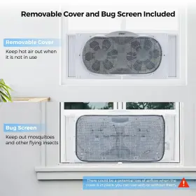 Shinic 734172854849 9 Inch Twin Window Fan With Remote Control Reversible Airflow Removable Cover 3 S #2