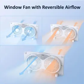 Shinic 734172854849 9 Inch Twin Window Fan With Remote Control Reversible Airflow Removable Cover 3 S #3