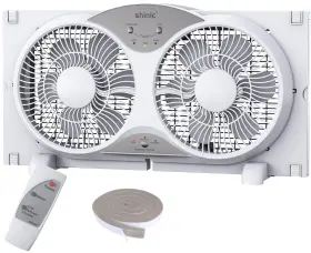 Shinic 750225151352 Window Fan With Reversible Airflow Quiet Twin 9 Inch Blades Full Remote