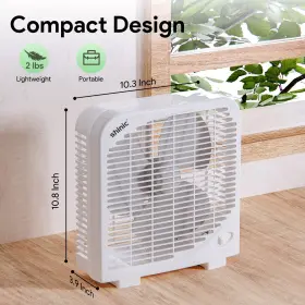 Shinic 750225686861 10 Inch Tabletop Box Fan For Bedroom 2 Speeds Quiet Table With Strong Airfl #2