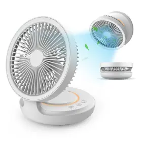 Shinic 780374545009 Ultra Quiet Table Fan Battery Operated 4 Speeds Auto Oscillation Foldable