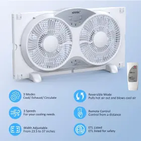 Bp2-9a-wh Shinic 9 Inch Twin Window Fan With Reversible Airflow Removable Cover And Bug Screen #3