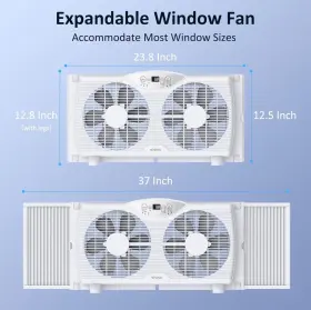 Bp6-9d Shinic Twin Window Fan With Remote 9-inch Blades Reversible Airflow Thermostat #2