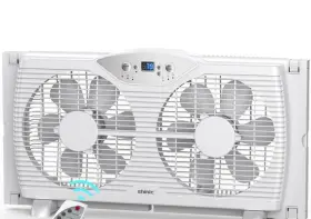 Bp6-9d Shinic Twin Window Fan With Remote 9-inch Blades Reversible Airflow Thermostat