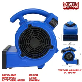 Simple Deluxe 198401040302 305 Cfm Mini Blower Fan For Carpet Floor Drying Water Damage 16ft Power Cord