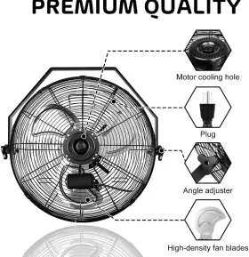 Simple Deluxe 840166215555 2-pcs 20ftft Wall-mount Fan High Velocity Commercial Ventilation