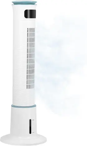 Hifanxtowermist43rcw Simple Deluxe 43 Inch Oscillating Tower Fan Mist Function Remote 12 Speeds White