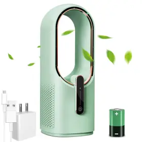 Sismel 750226660532 Bladeless Desk Fan 11.8 Inch Portable Small Quiet Table Rechargeable