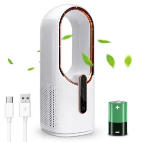 Sismel 750226660624 Desk Fan Small Quiet Bladeless 11.8 Inch Usb Table Portable Recharg
