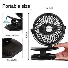 Skygenius 713543644463 Usb Operated Clip On Mini Desk Fan Black #2