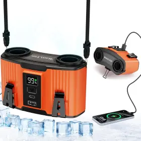 Zt-fs-2d-cheng Sohveta Portable Fan Waist Rechargeable Dual - 20000mah Orange