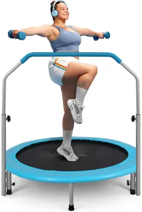 Slelt403 Sound Around Serenelife Portable And Foldable Trampoline - 40 Inch In-home Mini Rebounder With Adj