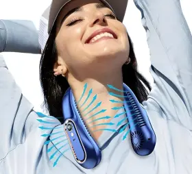 Nf-01 Sprint4deals Portable Rechargeable Neck Fan With Adjustable Medium Blue