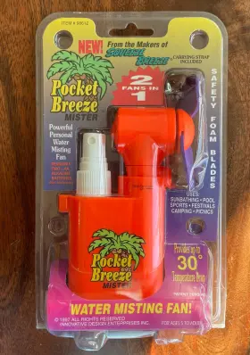 98612 Squeeze Breeze 1997 Mister Pocket 2 Fans In 1 Water Misting 90s Retro Vintage