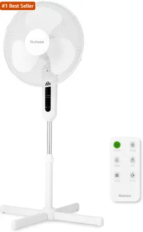 12745 Star Elite Inc. Holmes 16 Inch Digital Stand Fan 80 Oscillation 3 Speeds Modes 7.5-hour Timer