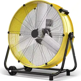 Stbine 445027681604 30 Inch 3 Speeds Drum Fan In Yellow 14000 Cfm 360 Tilt Wheels Ideal For Warehous