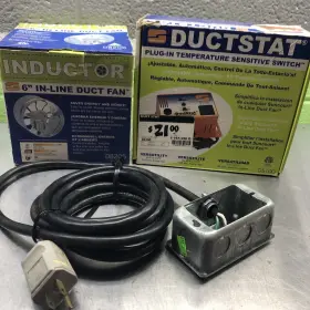 Db206 Suncourt Inductor 6 Inch In-line Duct Fan Silver 250 Cfm /thermostat