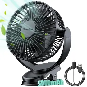Tf28b-bb-6in Svinkal Usb Personal Clip On Fan 5000mah Battery Operated 6in Type C 3 Speed 720