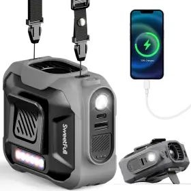 1550 Sweetfull 445003390377 Portable Waist Fan 10000mah Personal Rechargeable With Belt