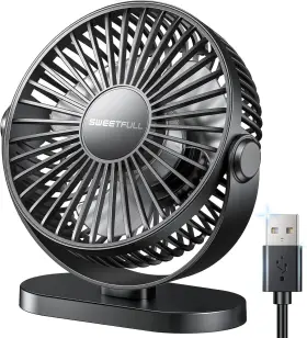 Sweetfull 744111000961 Usb Desk Fan Small Quiet - 3 Speeds Mini Personal Portable 360 Ro
