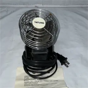 Tatung Le-3bkk Mini Desk Fan 3in Black Corded Electric Adjustable Tilt Head
