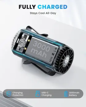 Tejino 702401281841 Portable Fan Personal Rechargeable Mini Waist 3000 Mah Battery Operated #3
