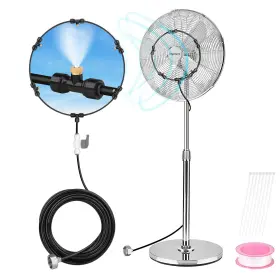 Thesiliconvalley 600609569740 26.2ft Hose Outdoor Patio Water Misting Cooling System Fan Mister Mist Nozzles