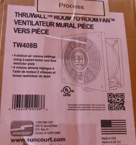 Tw408b Thruwall Through The Wall 2-speed With Airflow Adapter Room To Fan