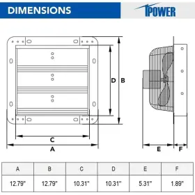 Dhs-ydw11-3284 Tidoin Gable Mount Attic Fan 12.79 Inch X7.2 X12.79 Aluminum Silver