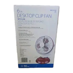 1002774705 Tilt 6 Inch Desk Table Clip Fan 2-in-1 Quiet 2 Speed Usb Cable -adjustable