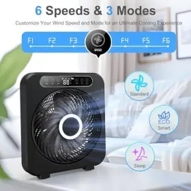 Hf100 Tm Table Fan 9600mah Rechargeable Box Quiet Running Fast Cooling 10 Inch Black #3