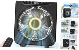 Hf100 Tm Table Fan 9600mah Rechargeable Box Quiet Running Fast Cooling 10 Inch Black