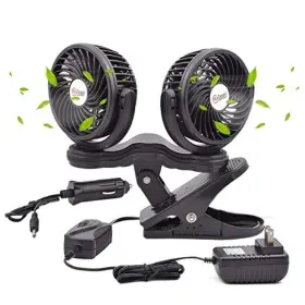 Tonny Te1-0176ac Dual Head Clip Fan 4 Inches Electric Car Fans 360 Rotatable 12v Black