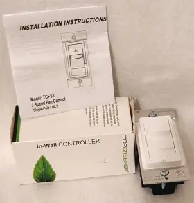 Thfs3-w-f Top Greener In-wall 3 Speed Fan Controller White Topgreener 2.5a Motor