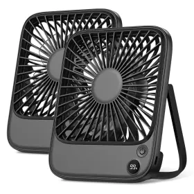 Topk 971708068484 2 Pack 5000mah Portable Desk Fan Ultra-thin Strong Wind Digital Display