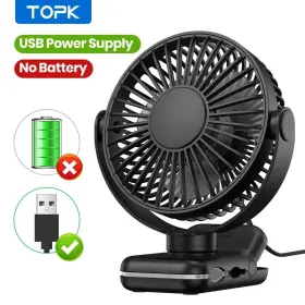 K62b Topk Mini Portable Clip On Fan Usb Desk 3 Speeds Quiet Wind 720 Black