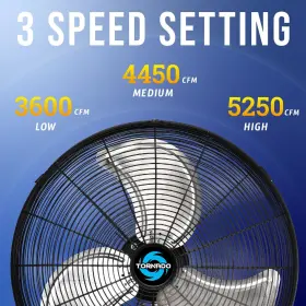 Tornado 810058280855 20 Inch Pro Series High Velocity Oscillating Wall Mount Fan For Industrial C #3