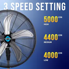 Tornado 810058282859 20 Inch High Velocity Metal Oscillating Pedestal Fan - Commercial Industri #3