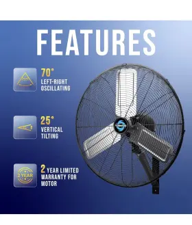 Tornado 810058282972 24 Inch Pro Series High Velocity Oscillating Wall Mount Fan 3 Speed #3
