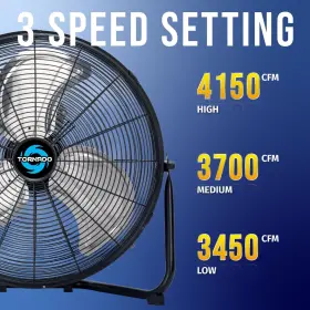 Tornado 810058283092 18 Inch High Velocity Metal Floor Fan 3-speed Powerful Cooling For Industria #3